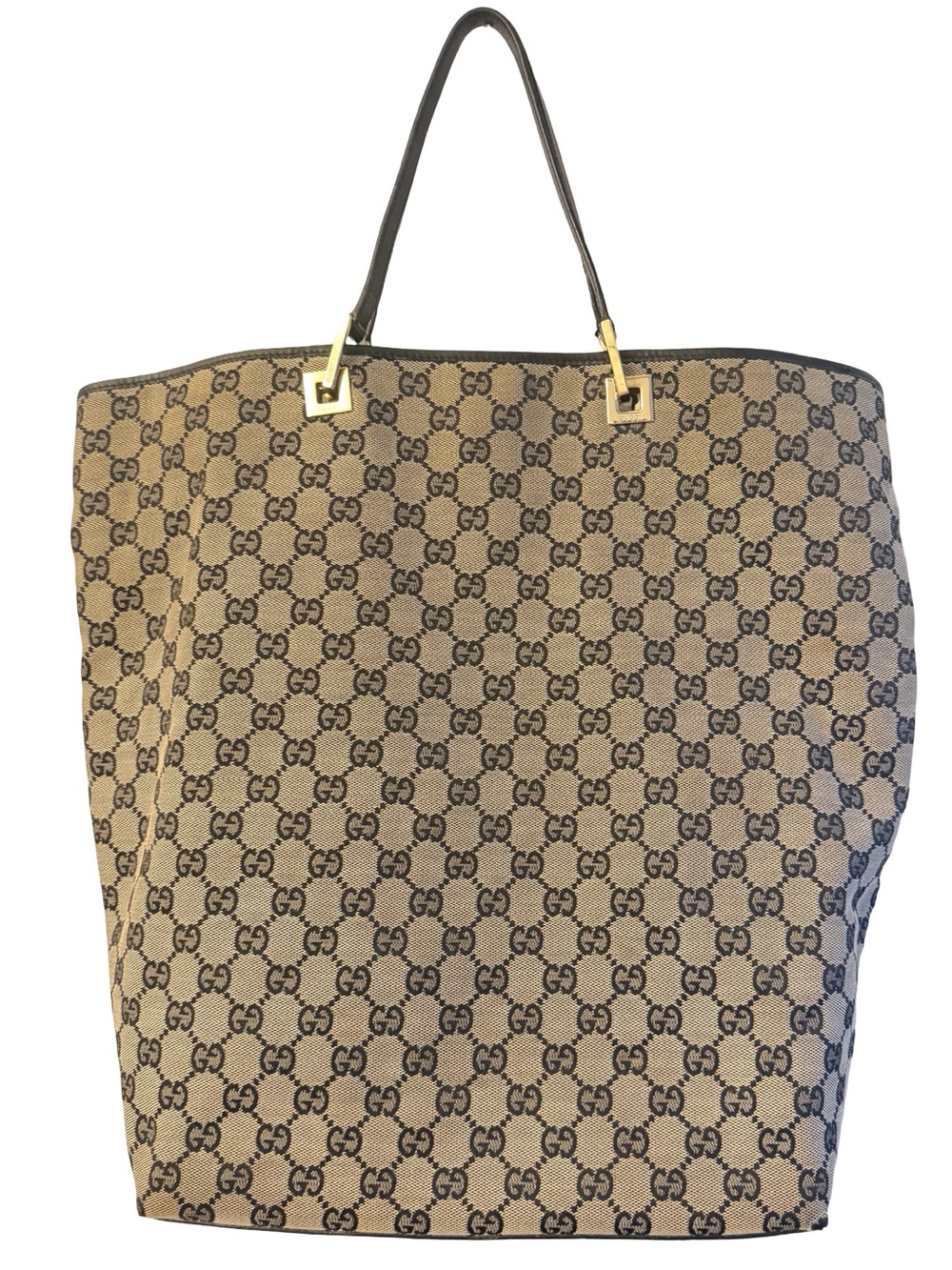 Authentic Vintage Gucci GG Monogram Canvas Tote Bag Large